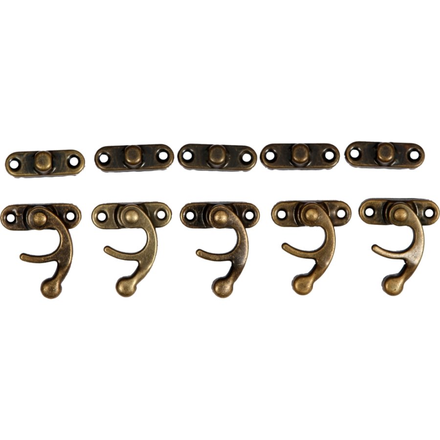 Metall Verschluss mit Riegel bronze - 5 Stück - Bastelschachtel - Metall Verschluss mit Riegel bronze - 5 Stück