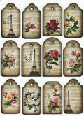 Motivkarton A4 - Paris flower labels - Bastelschachtel