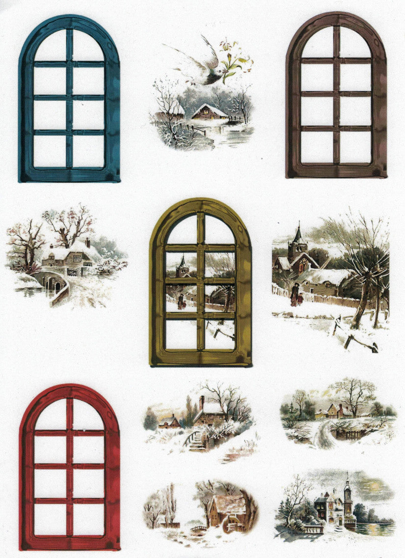 Motivkarton A4 - Winter window 1. - Bastelschachtel