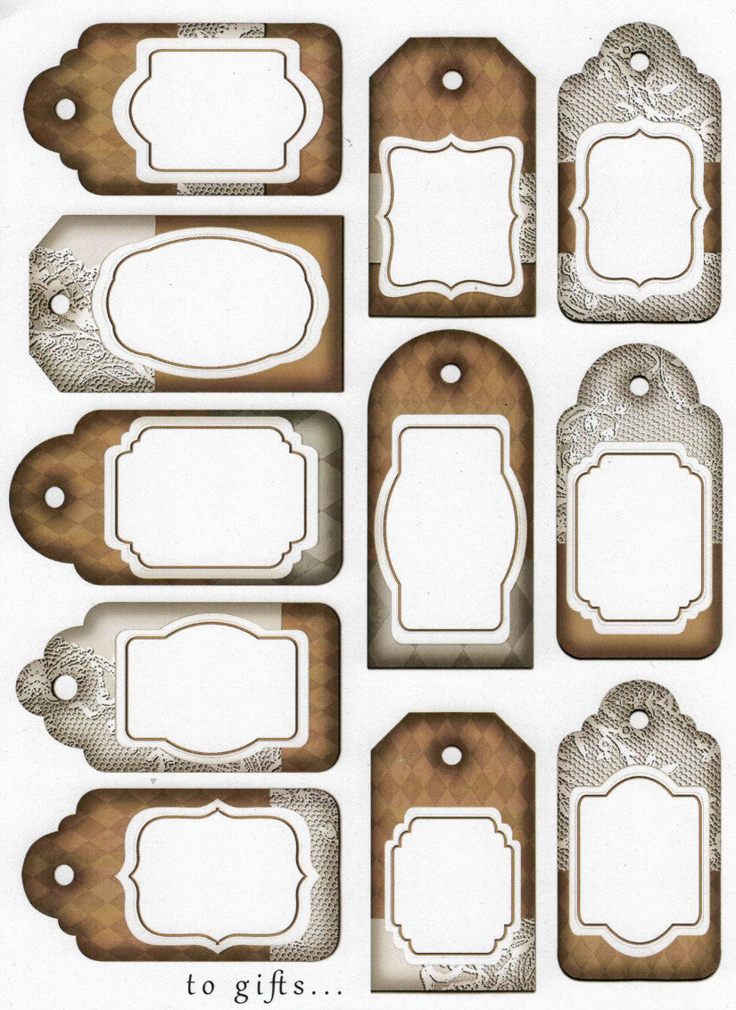 Motivkarton A4 - Labels lace brown