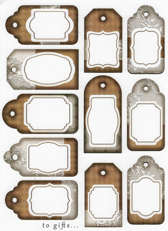 Motivkarton A4 - Labels lace brown
