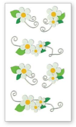 Motivsticker - Blumen weiß - Bastelschachtel - Motivsticker - Blumen weiß
