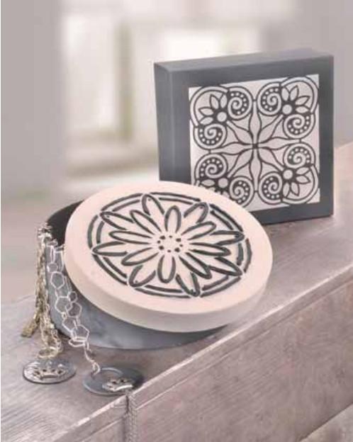 Pappschachtel - Box Mosaik rund 15x6cm - Bastelschachtel