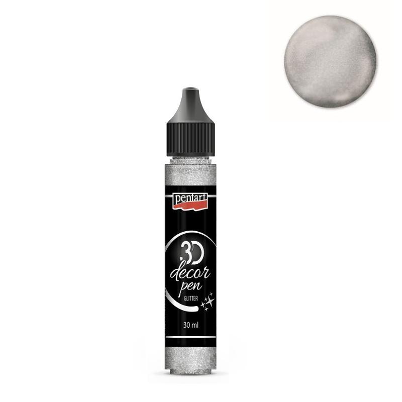 Pentart 3D Decor Pen 30ml - glitter silber - Bastelschachtel