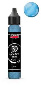 Pentart 3D Decor Pen 30ml - glitter silberblau - Bastelschachtel