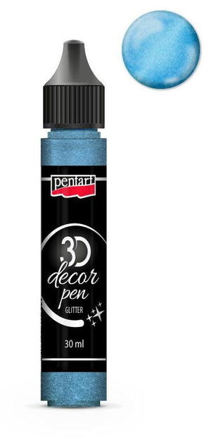 Pentart 3D Decor Pen 30ml - glitter silberblau - Bastelschachtel - Pentart 3D Decor Pen 30ml - glitter silberblau