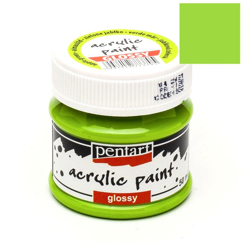 Pentart Acrylfarbe glänzend 50ml - apfelgrün - Bastelschachtel
