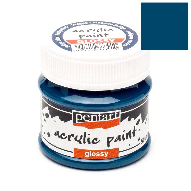 Pentart Acrylfarbe glänzend 50ml - indigoblau - Bastelschachtel