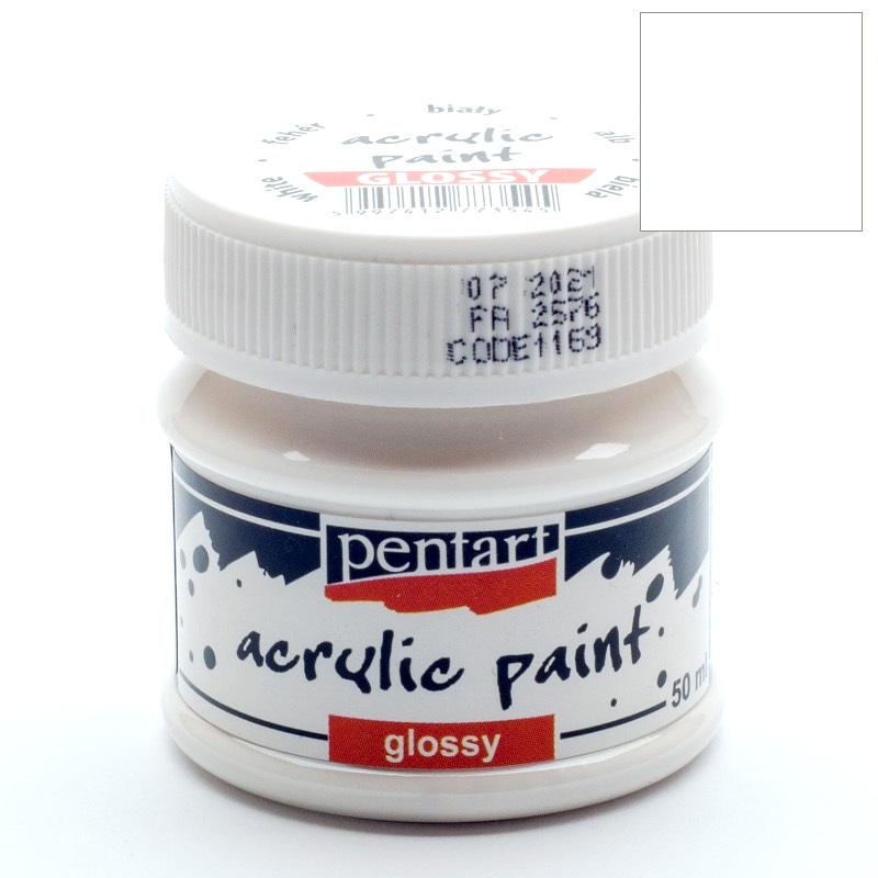 Pentart Acrylfarbe glänzend 50ml - weiß - Bastelschachtel