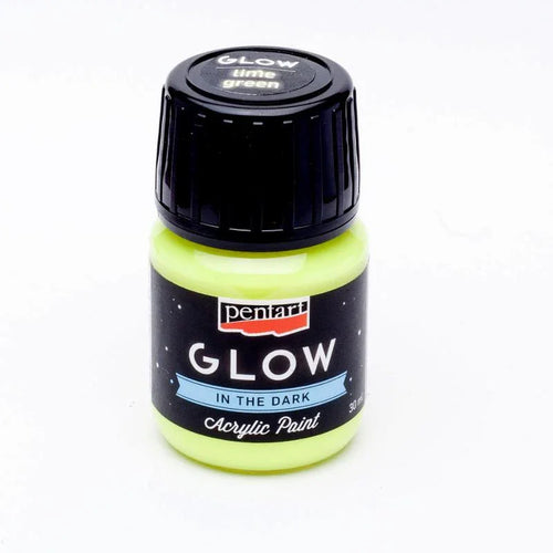 Pentart Acrylfarbe Glow in the dark - nachtleuchtend 30ml - lime - Bastelschachtel