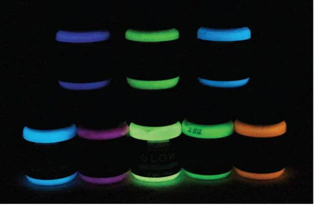 Pentart Acrylfarbe im Set Glow in the dark - nachtleuchtend 4x30ml, Frühling - Bastelschachtel