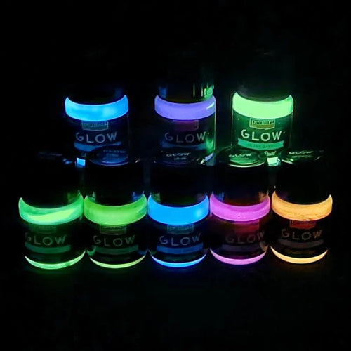 Pentart Acrylfarbe im Set Glow in the dark - nachtleuchtend 8x30ml - Bastelschachtel