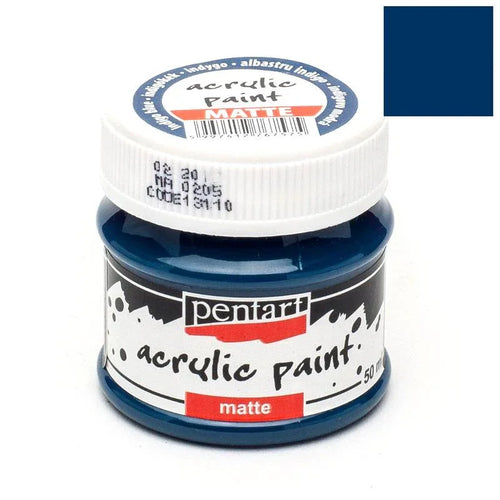 Pentart Acrylfarbe matt 50ml - indigo blau - Bastelschachtel