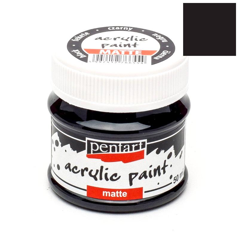 Pentart Acrylfarbe matt 50ml - schwarz - Bastelschachtel