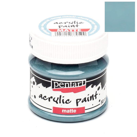 Pentart Acrylfarbe matt 50ml - vintage blau - Bastelschachtel - Pentart Acrylfarbe matt 50ml - vintage blau