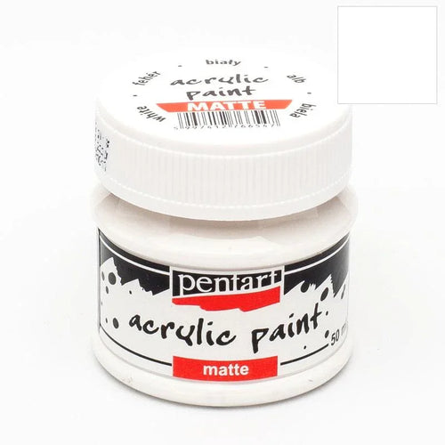 Pentart Acrylfarbe matt 50ml - weiß - Bastelschachtel