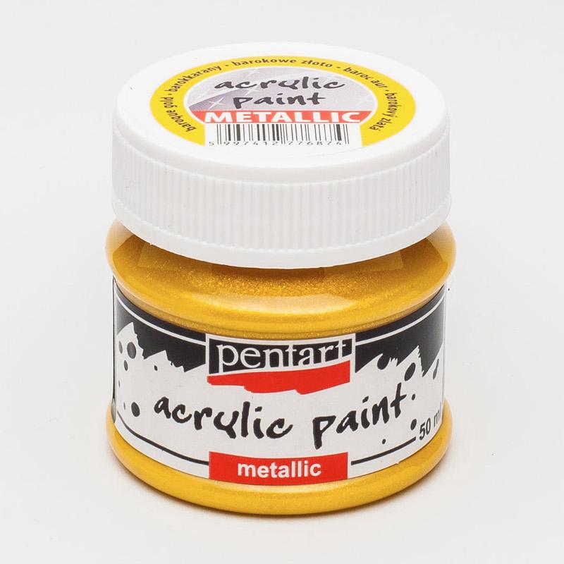 Pentart Acrylfarbe Metallic 50ml - barock gold - Bastelschachtel