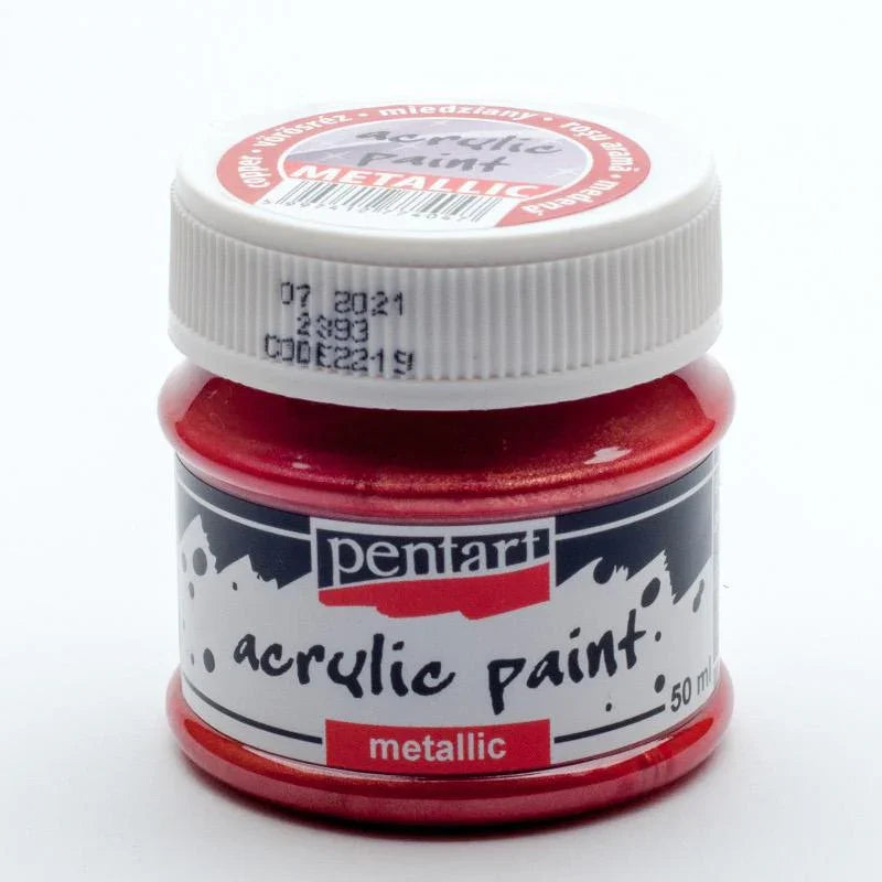 Pentart Acrylfarbe Metallic 50ml - kupferrot - Bastelschachtel