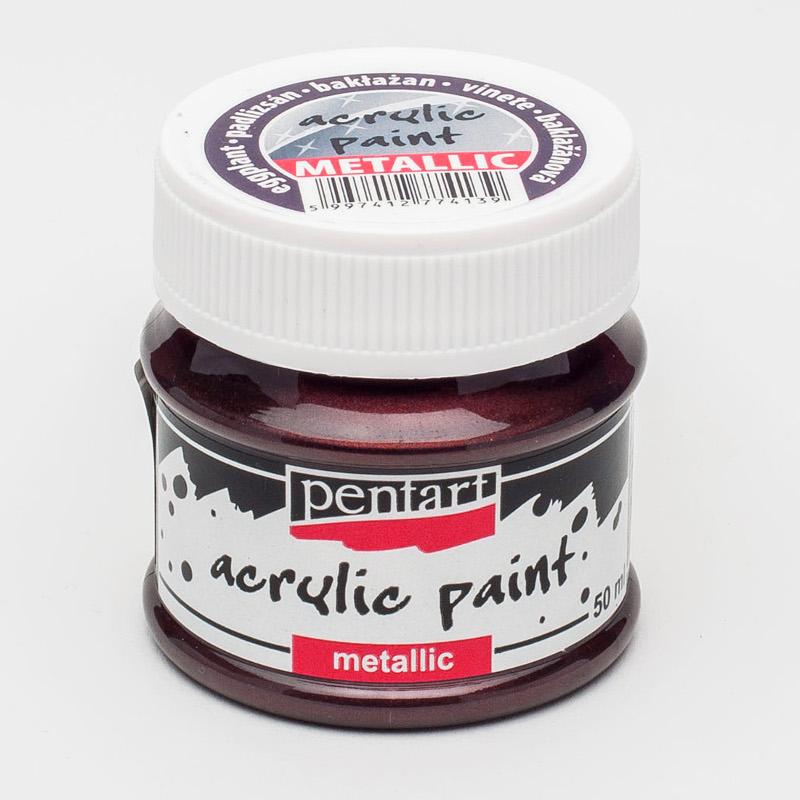 Pentart Acrylfarbe Metallic 50ml - melanzani - Bastelschachtel