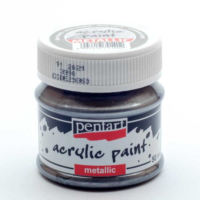 Pentart Acrylfarbe Metallic 50ml - silver touch - Bastelschachtel