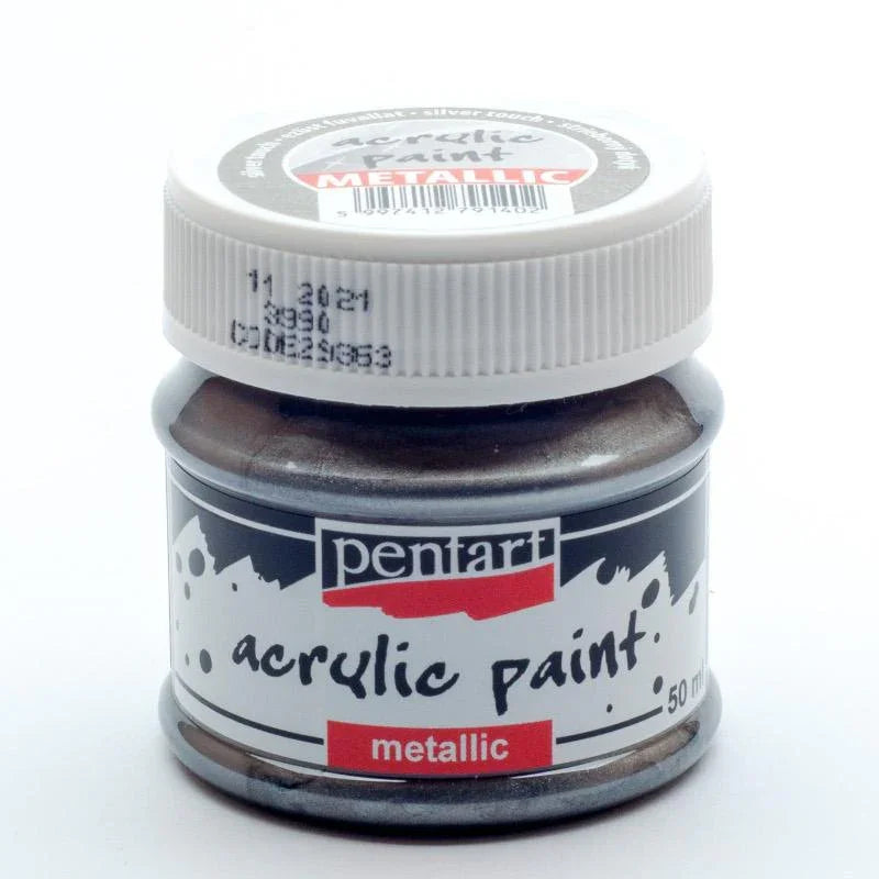 Pentart Acrylfarbe Metallic 50ml - silver touch - Bastelschachtel