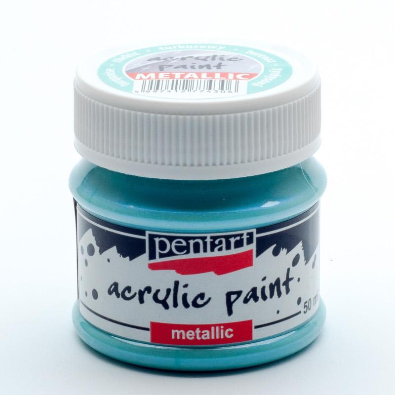 Pentart Acrylfarbe Metallic 50ml - türkis - Bastelschachtel