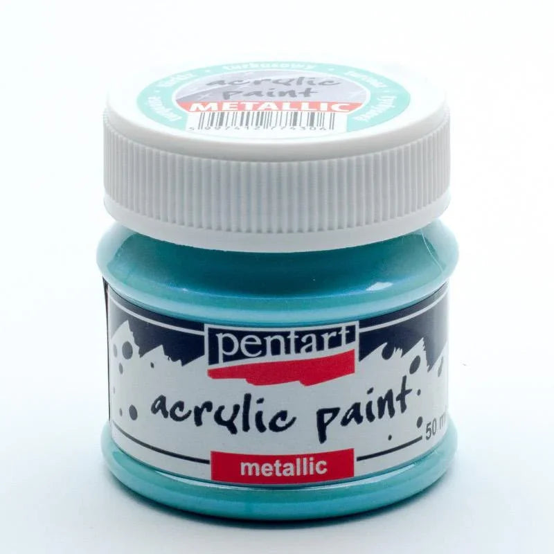 Pentart Acrylfarbe Metallic 50ml - türkis - Bastelschachtel