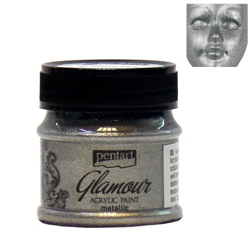 Pentart Acrylfarbe Metallic Glamour 50ml - platinum - Bastelschachtel