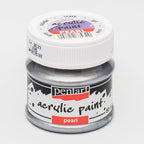 Pentart Acrylfarbe Perlmutt 50ml - silber - Bastelschachtel