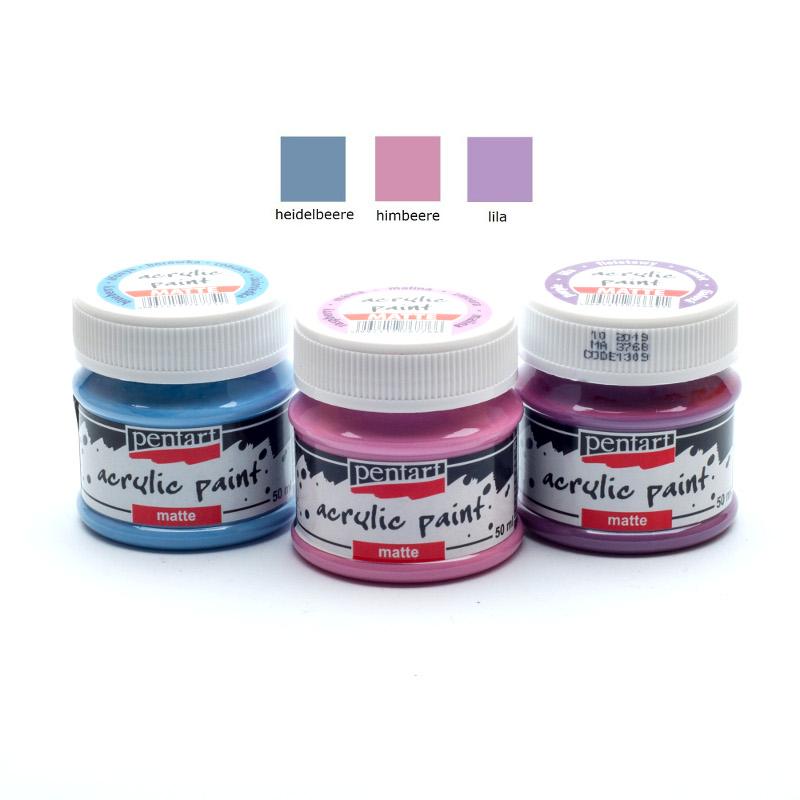 Pentart Acrylfarben Set matt 3x50ml - Set 10. - Bastelschachtel - Pentart Acrylfarben Set matt 3x50ml - Set 10.