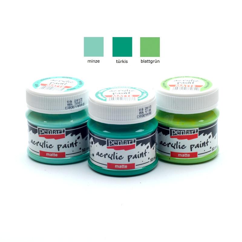 Pentart Acrylfarben Set matt 3x50ml - Set 11. - Bastelschachtel - Pentart Acrylfarben Set matt 3x50ml - Set 11.