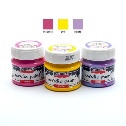 Pentart Acrylfarben Set matt 3x50ml - Set 12. - Bastelschachtel - Pentart Acrylfarben Set matt 3x50ml - Set 12.