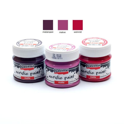 Pentart Acrylfarben Set matt 3x50ml - Set 17. - Bastelschachtel - Pentart Acrylfarben Set matt 3x50ml - Set 17.