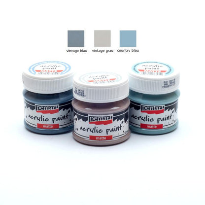 Pentart Acrylfarben Set matt 3x50ml - Set 18. - Bastelschachtel - Pentart Acrylfarben Set matt 3x50ml - Set 18.