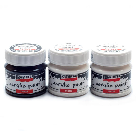 Pentart Acrylfarben Set matt 3x50ml - Set 19. - Bastelschachtel - Pentart Acrylfarben Set matt 3x50ml - Set 19.