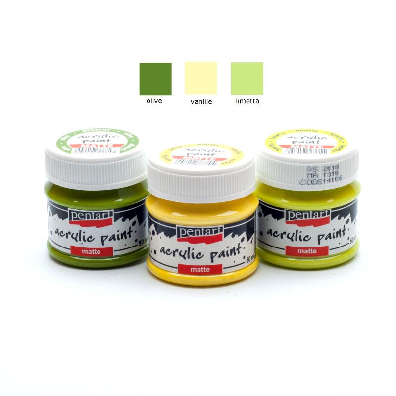 Pentart Acrylfarben Set matt 3x50ml - Set 21. - Bastelschachtel - Pentart Acrylfarben Set matt 3x50ml - Set 21.