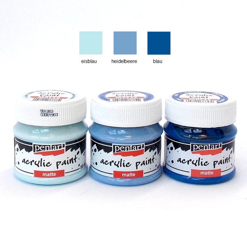 Pentart Acrylfarben Set matt 3x50ml - Set 23. - Bastelschachtel