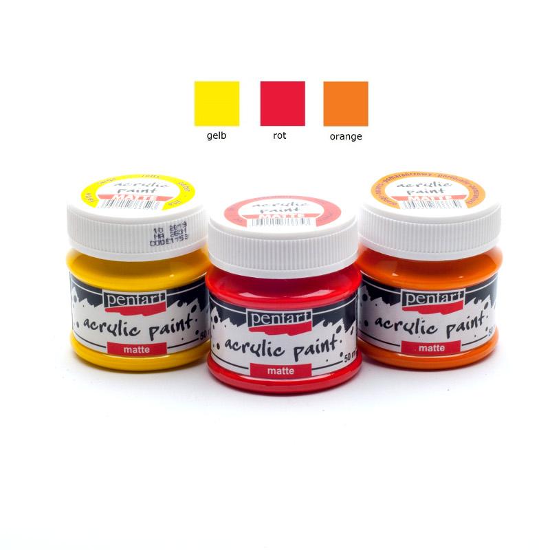 Pentart Acrylfarben Set matt 3x50ml - Set 24. - Bastelschachtel - Pentart Acrylfarben Set matt 3x50ml - Set 24.