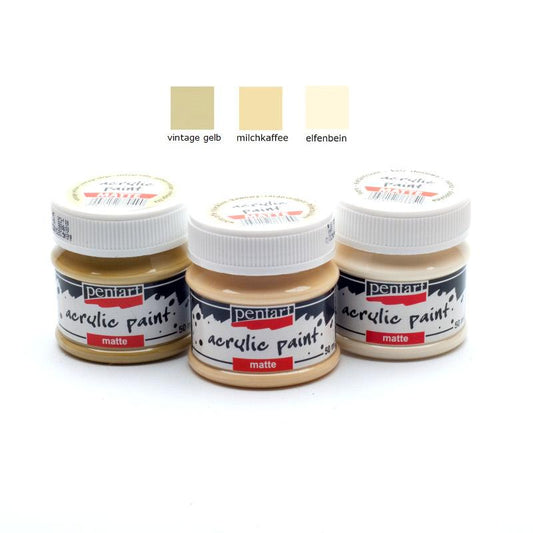 Pentart Acrylfarben Set matt 3x50ml - Set 25. - Bastelschachtel - Pentart Acrylfarben Set matt 3x50ml - Set 25.