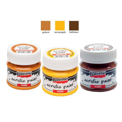 Pentart Acrylfarben Set matt 3x50ml - Set 9. - Bastelschachtel - Pentart Acrylfarben Set matt 3x50ml - Set 9.