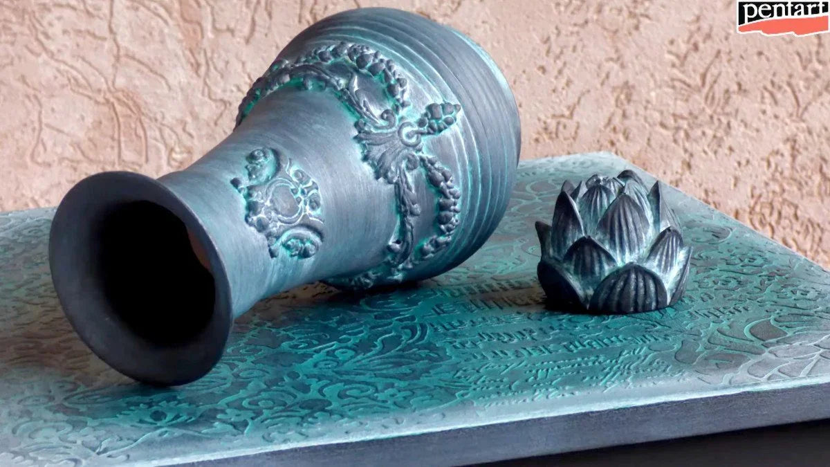 Pentart Antik-Effekt Gel 150ml - patina blau - Bastelschachtel