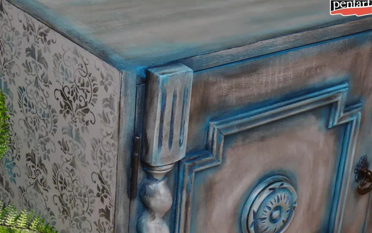 Pentart Antik-Effekt Gel 150ml - patina blau - Bastelschachtel