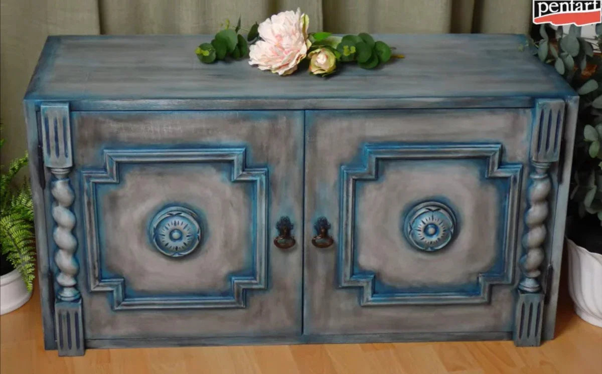 Pentart Antik-Effekt Gel 150ml - patina blau - Bastelschachtel