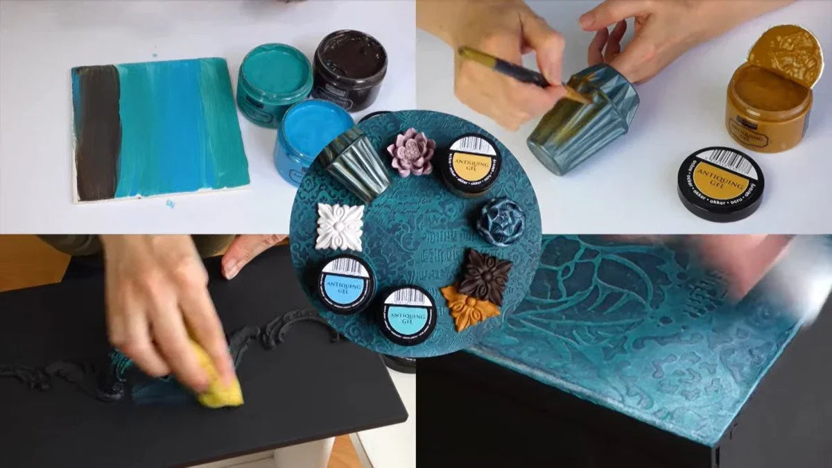 Pentart Antik-Effekt Gel 150ml - patina grün - Bastelschachtel