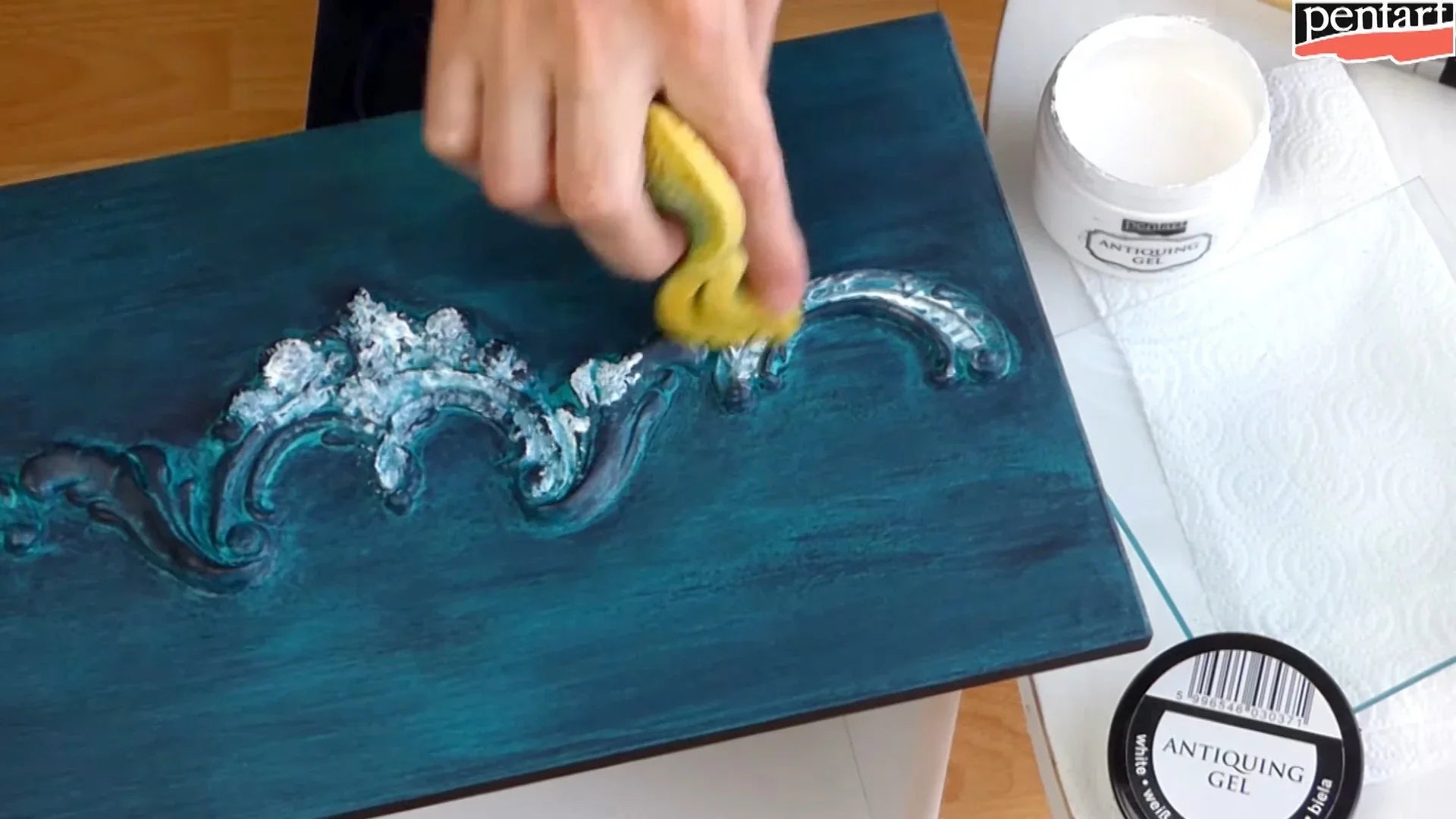 Pentart Antik-Effekt Gel 150ml - patina grün - Bastelschachtel