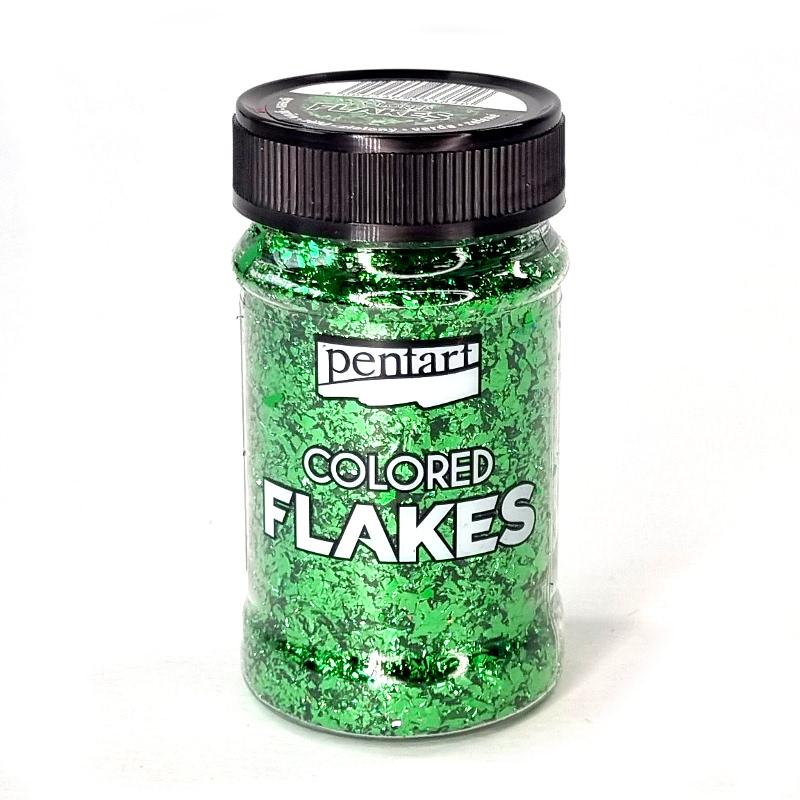 Pentart Colored Flakes grün 1g - Bastelschachtel