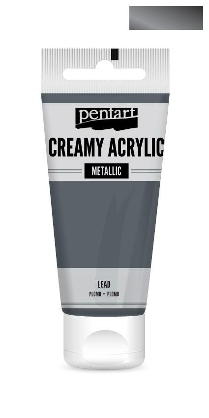 Pentart Creamy Acrylic metallic 60ml - blei - Bastelschachtel