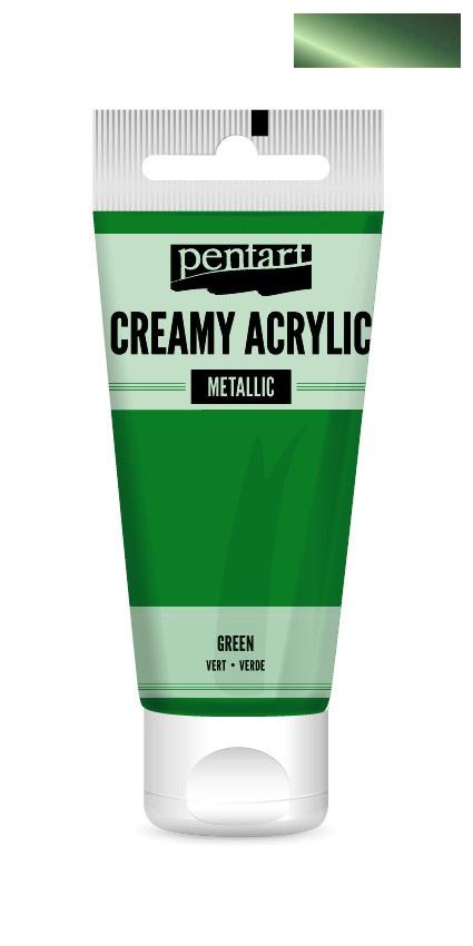 Pentart Creamy Acrylic metallic 60ml - grün - Bastelschachtel