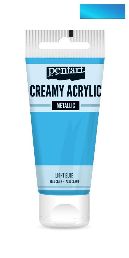 Pentart Creamy Acrylic metallic 60ml - hell blau - Bastelschachtel