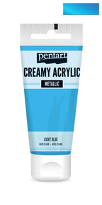 Pentart Creamy Acrylic metallic 60ml - hell blau - Bastelschachtel